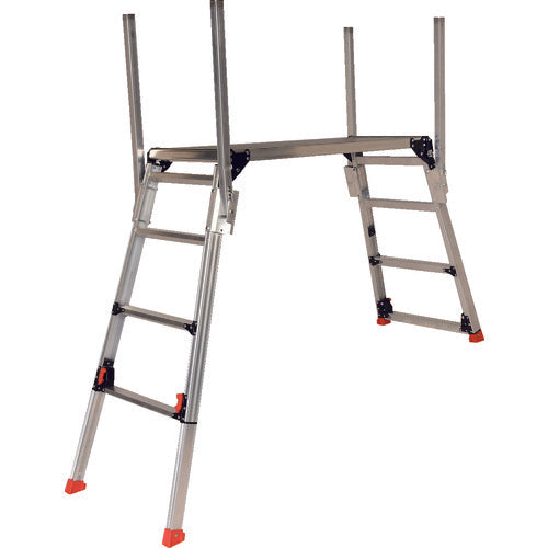 TRUSCO 手掛り棒付足場台脚部伸縮タイプ 高さ0.87〜1.18m