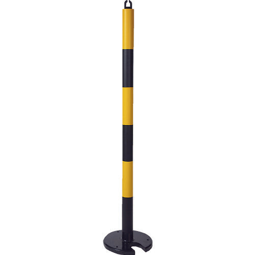 TRUSCO やわらかゴムポール イエロー・ブラック 128cm アンカー穴10mm付 屋内型タイプ