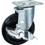 TRUSCO カゴ車 省音ハイテナー用 自在ストッパー付キャスター φ150ゴム車