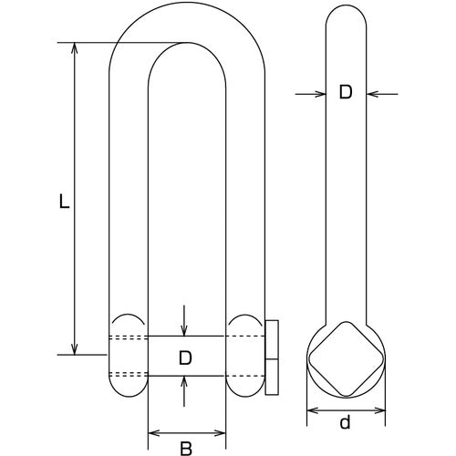 TRUSCO ロング角頭シャックル ステンレス製