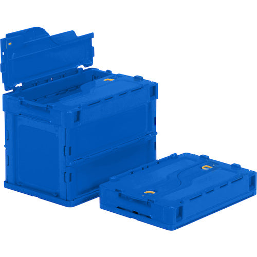 TRUSCO オリコン 薄型折りたたみコンテナ 20L ロックフタ付 ダークブルー ダークブルー