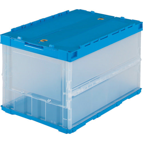 TRUSCO オリコン 薄型折りたたみコンテナ 50L ロックフタ付 半透明 透明