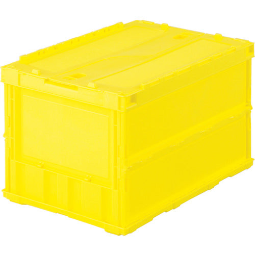 TRUSCO オリコン 薄型折りたたみコンテナ 50L ロックフタ付 イエロー 黄