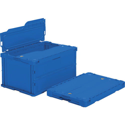 TRUSCO オリコン 薄型折りたたみコンテナ 75L スライドロックフタ付 ダークブルー ダークブルー