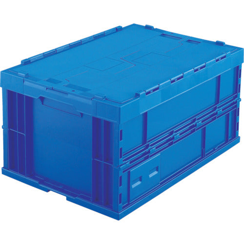 TRUSCO 折りたたみコンテナフタ付 75L ダークブルー