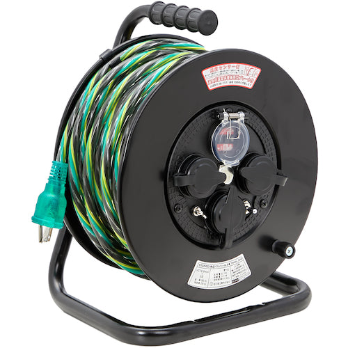 TRUSCO 光るドラムリール 防雨防塵型100V 温度センサー付 アース付 過負荷漏電保護兼用ブレーカー付 30m