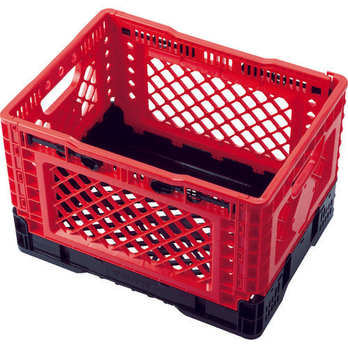 TRUSCO 折りたたみメッシュコンテナ25L レッド