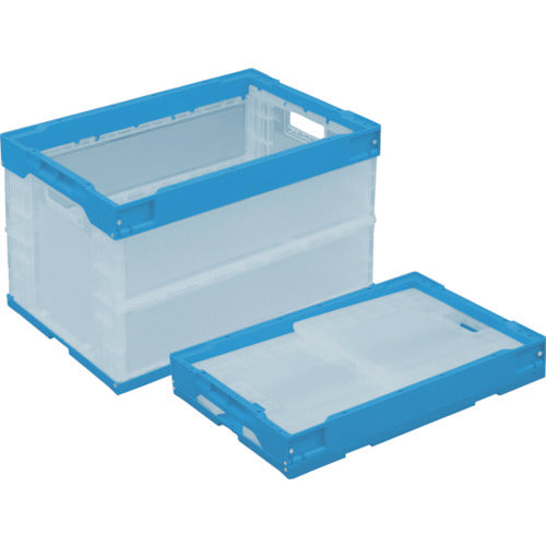 TRUSCO オリコン α折りたたみコンテナ 50L 透明ブルー