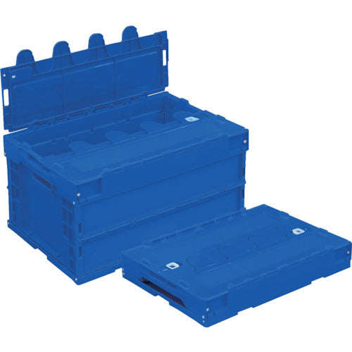 TRUSCO オリコン α折りたたみコンテナ 40L スライドロックフタ付 ダークブルー ダークブルー