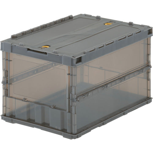 TRUSCO オリコン 薄型折りたたみコンテナ スケルコン 50L ロックフタ付 透明ブラウン ブラウン