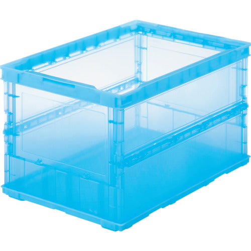 TRUSCO オリコン 薄型折りたたみコンテナ スケルコン 50L 透明ブルー 青