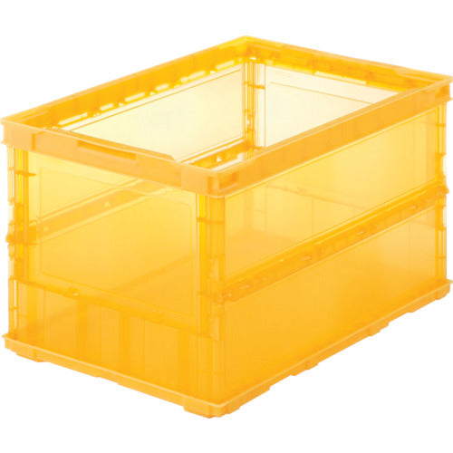 TRUSCO オリコン 薄型折りたたみコンテナ スケルコン 50L 透明オレンジ オレンジ