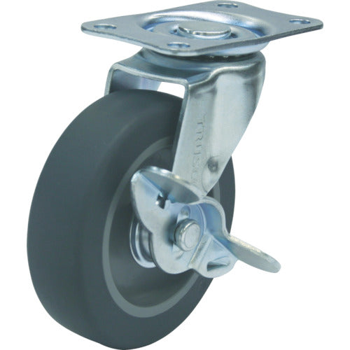 TRUSCO ルートバンメッシュタイプ用自在ストッパー付キャスターΦ75EL車