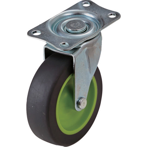 TRUSCO プレート式自在キャスターφ75 ライトグリーン