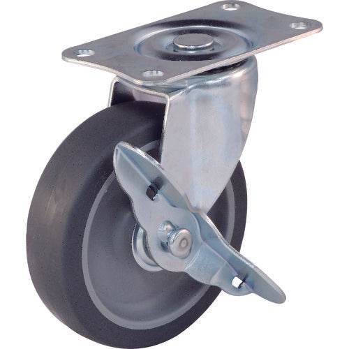TRUSCO 台車用キャスター Φ100 エラストマー車 自在ストッパー付