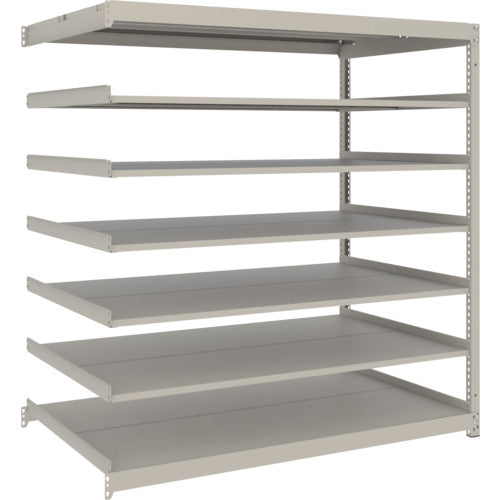 TRUSCO スチールラック 薄板ラック(棚板分割タイプ、耐荷重100Kg)1800×595×H1500 7段連結 ネオグレー