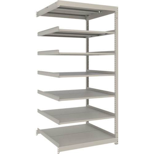 TRUSCO スチールラック 薄板ラック(棚板分割タイプ、耐荷重100Kg)900×595×H1800 7段連結 ネオグレー