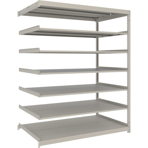 TRUSCO スチールラック 薄板ラック(棚板分割タイプ、耐荷重100Kg)1500×595×H1800 7段連結 ネオグレー