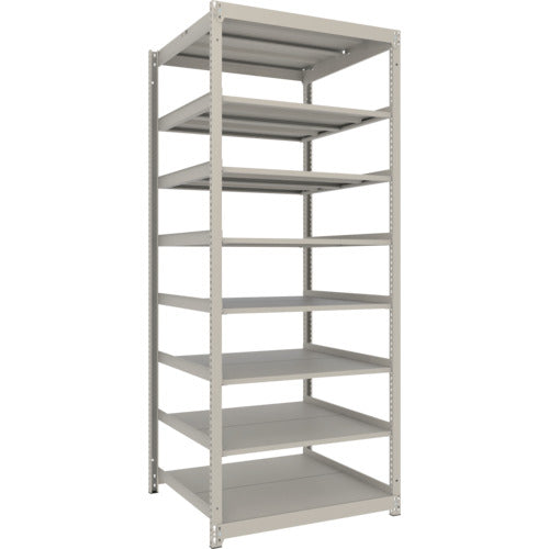 TRUSCO スチールラック 薄板ラック(棚板分割タイプ、耐荷重100Kg)1200×875×H2100 8段単体 ネオグレー