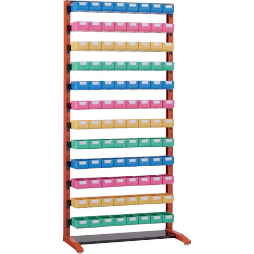 TRUSCO UPR型ビンラック 片面 H1900 ビン小黒・橙・白・緑各24個付 黒