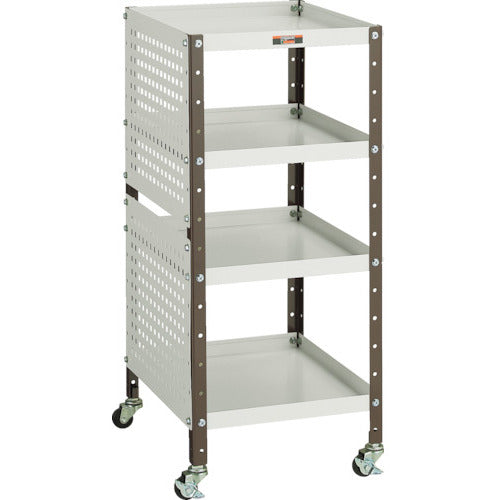 TRUSCO V型ツールワゴン 350X420XH798 4段 Pパネル付