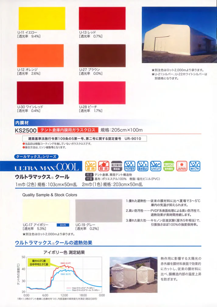 【原反】【防炎・高耐候】ウルトラマックス2m巾  0.47mm フラット帆布(VB-047UM)