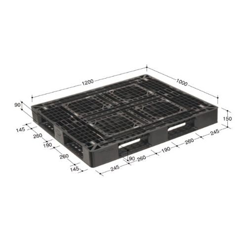 日本プラパレット プラスチックパレット(片面四方差し)12型 12.6kg【送料無料】