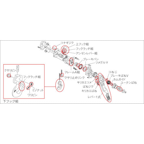 【キトー レバーブロックL5形(3.2t)用】ツナギジク