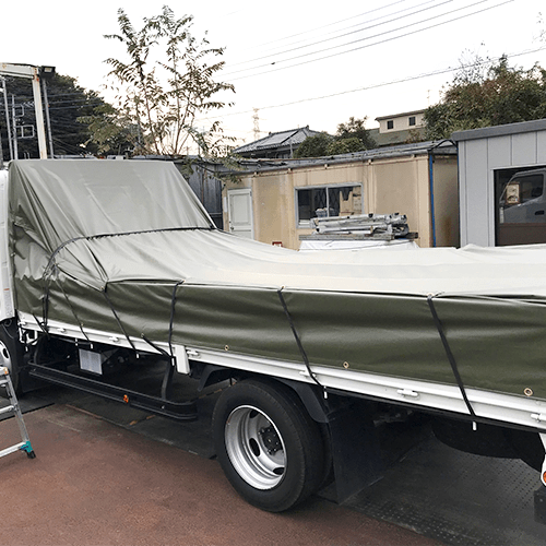 埼玉県川越市のエステル帆布製トラックシートの施工・製作事例