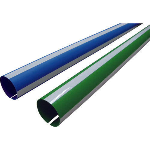 ワニ印　単管安全表示カバー　「目立つぞ」　グリーン／白　長さ９００ｍｍ