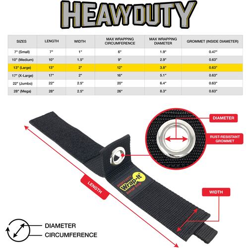 ＷｒａｐーＩｔ　フック付ストラップＨＥＡＶＹーＤＵＴＹ　１３インチ（２本入り）