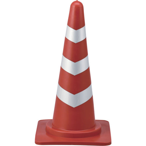 緑十字　コーン　赤／白反射シート　ＳＲＣ−１　高さ：７００ｍｍ　ベース：３８５ｍｍ角　反射タイプ　ポリエチレン製