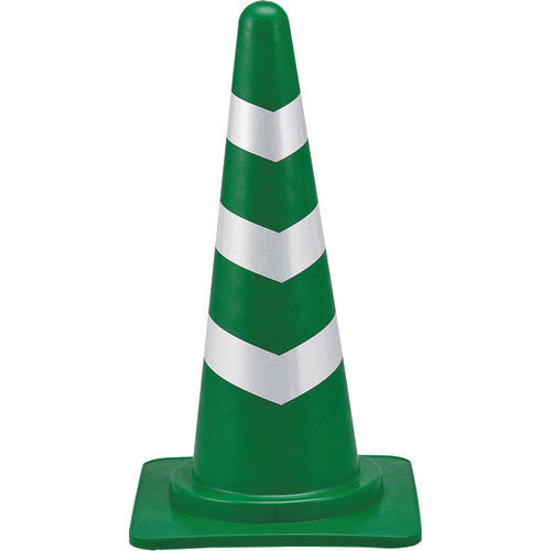 緑十字　コーン　緑／白反射シート　ＳＲＣ−１Ｇ　高さ：７００ｍｍ　ベース：３８５ｍｍ角　反射タイプ　ポリエチレン製