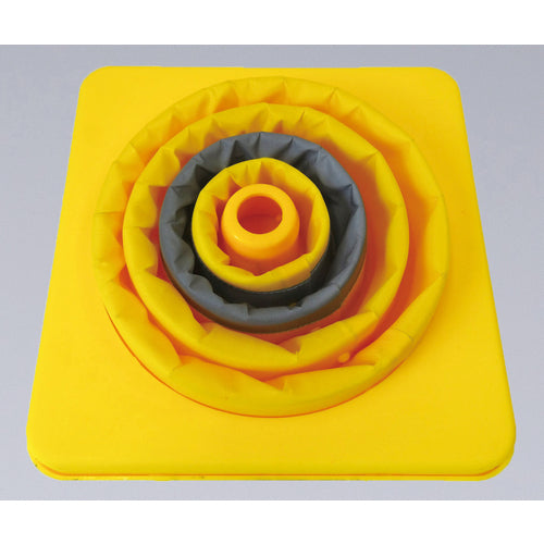 緑十字　伸縮式三角コーン　黄　伸縮コーン−Ｙ（小）　高さ４１０ｍｍ（ベース２４５ｍｍ角）　反射材付