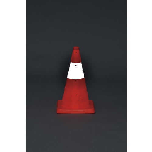 緑十字　伸縮式三角コーン　橙　伸縮コーン−ＹＲ（小）　高さ４１０ｍｍ（ベース２４５ｍｍ角）　反射材付