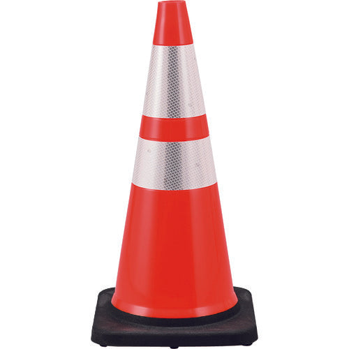 緑十字　コーン　赤／白反射シート　ＰＶＣコーン−ＲＨ　高さ：７１０ｍｍ　ベース：３６０ｍｍ角　高輝度反射タイプ　ＰＶＣ製