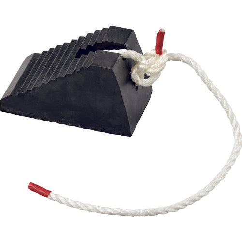 緑十字　タイヤストッパー（輪止め）　乗用車用（２ｔ車迄）　黒　タイヤストッパー４　ロープ０．９５ｍ付き　天然ゴム製