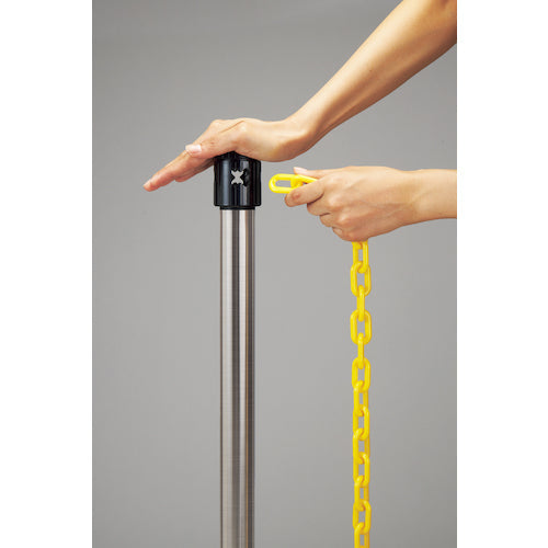 緑十字　２ＷＡＹスタンド（チェーンスタンド）　ＲＣＳ−１ＳＬ　高さ９７２ｍｍ　黄／黒　ステンレス製