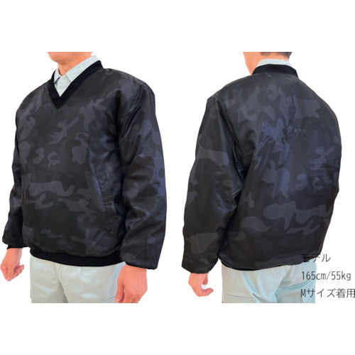 ＴＥＡＧＬＥＳ　１４６９５　Ｖネック中綿キルトヤッケ　ブラック迷彩ＬＬ