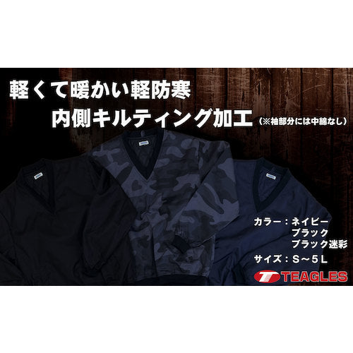 ＴＥＡＧＬＥＳ　１４６９５　Ｖネック中綿キルトヤッケ　ブラック迷彩Ｌ