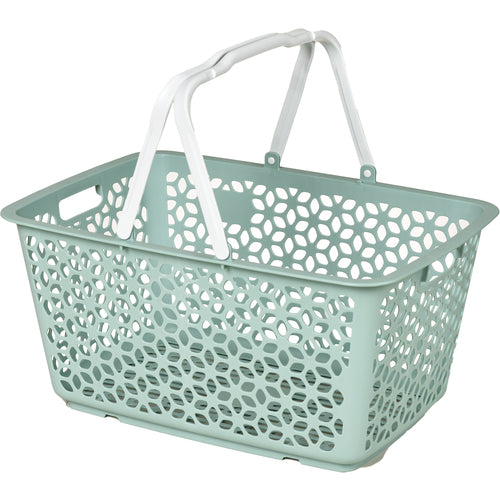 ヒマラヤ化学　１５５９　ハンドル積み重ねバスケット　グリーン　５１３×３５５×２６０