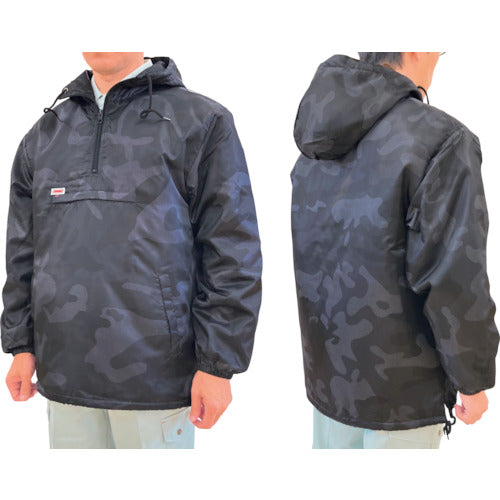 ＴＥＡＧＬＥＳ　１７３５５　フード付き中綿キルトかぶりヤッケ　ブラック迷彩Ｍ