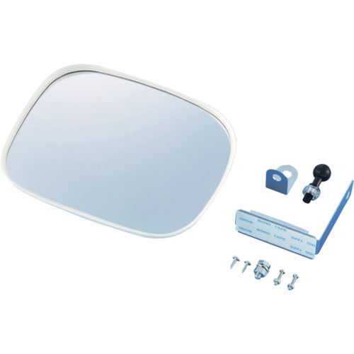 緑十字　小型カーブミラー（マグネットタイプ）　白　壁角１５Ｗ　１５０×１８０ｍｍ　取付金具付