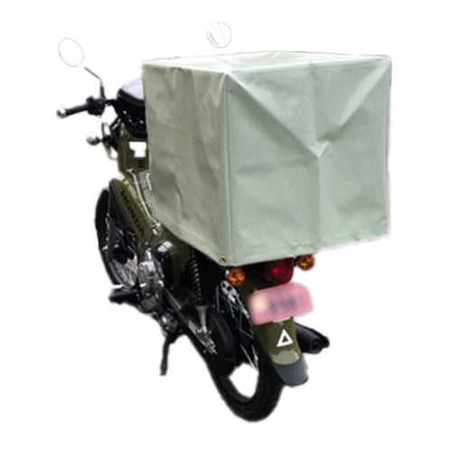【サイズオーダー】（屋外耐候・防水）バイク荷台用・ボックスカバー（白防炎シート2類）