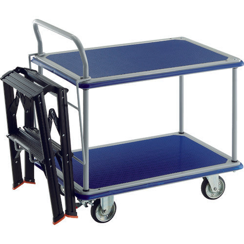 ＴＲＵＳＣＯ　プレス製台車　ドンキーカート　２段式片袖タイプ９１５×６１５　ストッパー付　ＴＳＡＦ−２ＳＶ付