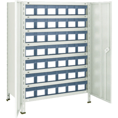 ＴＲＵＳＣＯ　スチールラック　軽量棚扉付　８７５Ｘ３００Ｘ１２００樹脂引出透明小Ｘ４２　ネオグレー