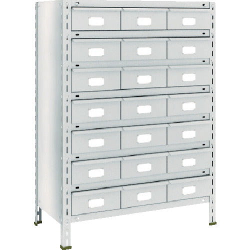 ＴＲＵＳＣＯ　スチールラック　軽量棚　８７５Ｘ４５０Ｘ１２００　スチール引出　大Ｘ２１　ネオグレー
