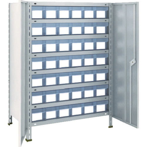 ＴＲＵＳＣＯ　スチールラック　軽量棚扉付　８７５Ｘ４５０Ｘ１２００樹脂引出透明小Ｘ４２　ネオグレー