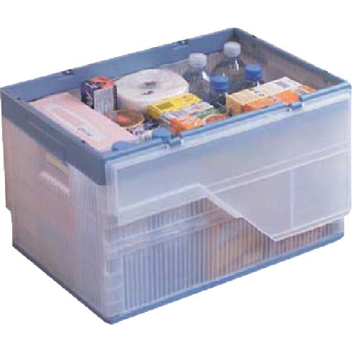 ＩＲＩＳ　２０２７３３　フタ付おりたたみコンテナ　５３Ｌ　クリア／ブルー