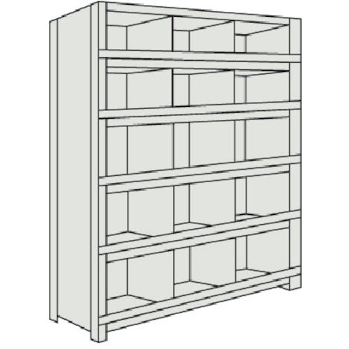 ＴＲＵＳＣＯ　スチールラック　軽量棚　縦仕切前当付　８７５Ｘ３００Ｘ１５００　３列５段　ネオグレー